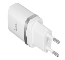 Зарядное устройство сетевое HOCO 12 Вт, 2.4 А, 2 х USB, кабель Type-C, 1 м, белый, УТ000023100