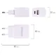 Зарядное устройство быстрое сетевое (220 В) SONNEN, USB QC 3.0 + Type-C PD 20 Вт, 3 А, белое, 455505
