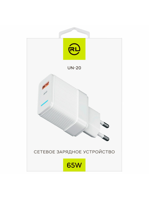 Зарядное устройство быстрое сетевое (220 В) USB QC3.0+Type-C PD 65 Вт, 3 А, RED LINE, УТ000033860