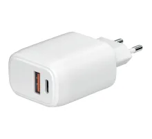 Зарядное устройство быстрое сетевое (220 В) USB QC3.0+Type-C PD 20 Вт, 3 А, RED LINE, УТ000036039