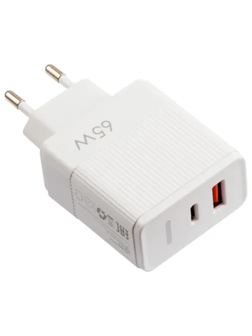 Зарядное устройство быстрое сетевое (220 В) USB QC3.0+Type-C PD 65 Вт, 3 А, RED LINE, УТ000033860