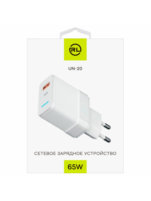 Зарядное устройство быстрое сетевое (220 В) USB QC3.0+Type-C PD 65 Вт, 3 А, RED LINE, УТ000033860
