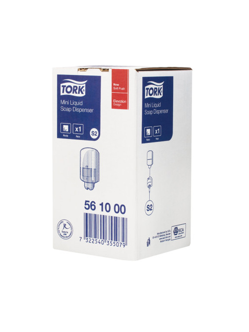 Дозатор для жидкого мыла TORK (Система S2) Elevation, 0,5 л, mini, белый, 561000