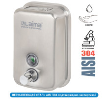 Дозатор для жидкого мыла LAIMA PROFESSIONAL INOX (гарантия 3 года), 0,5 л, нержавеющая сталь, матовый, 605396