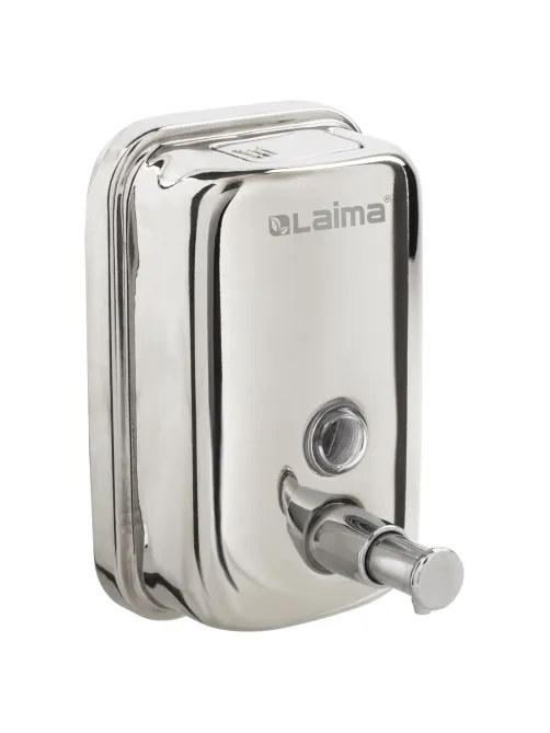 Дозатор для жидкого мыла LAIMA BASIC, 0,5 л., нержавеющая сталь, зеркальный, 601795