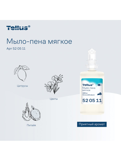 Картридж с жидким мылом-пеной одноразовый Tellus/TORK (Система S4) Advanced, мягкое, 1 л, 520511