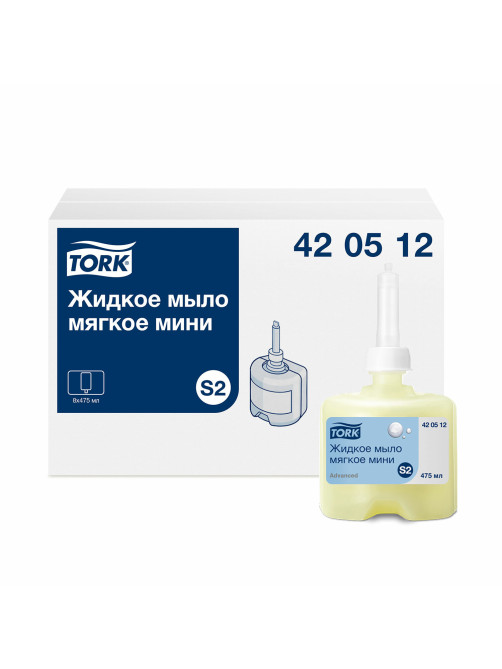 Картридж с жидким мылом одноразовый TORK (Система S2) Advanced, 0,475 л, мягкое, 420512