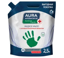 Мыло жидкое антибактериальное для всей семьи 2,5 л, AURA ANTIBACTERIAL 