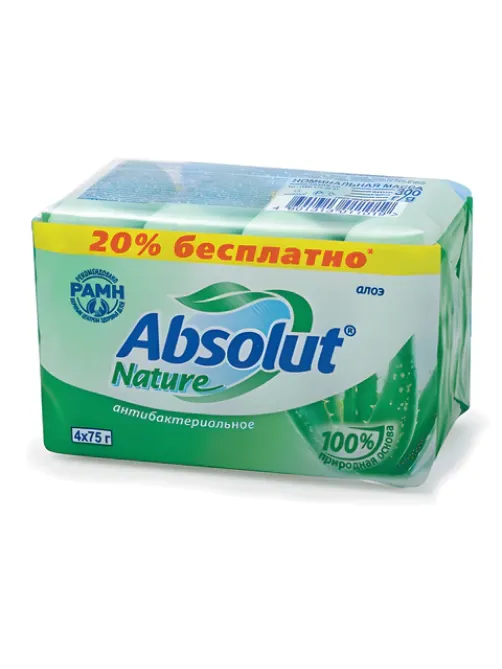 Мыло туалетное антибактериальное 300 г ABSOLUT (Абсолют) КОМПЛЕКТ 4 шт. х 75 г 