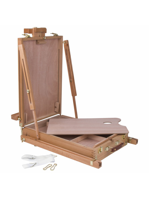 Этюдник BRAUBERG ART CLASSIC, бук, 50х34х11 см, высота холста 87 см, ножки деревянные 90 см, ремень, 190654
