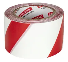 Лента оградительная сигнальная красно-белая, 75 мм х 200 м, BRAUBERG 