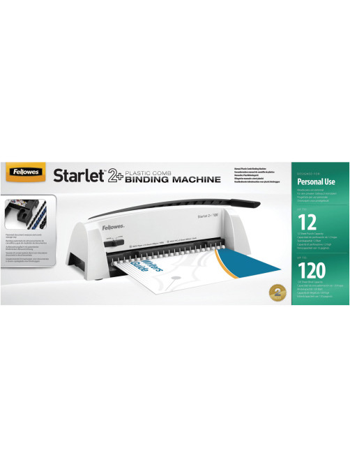 Переплетная машина д/пласт.пружины FELLOWES STARLET 2+, пробивает до 12 л., сшивает до 120 л., FS-52279