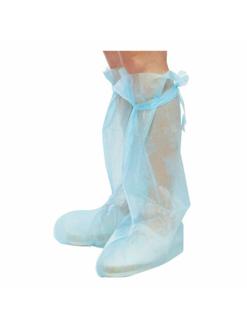 Бахилы стерильные из спанбонда высокие с завязками, 25 г/м2, одна пара в индивидуальной упаковке