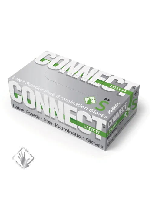 Перчатки смотровые латексные 50 пар (100 штук), CONNECT, размер 6-7, S (малый)
