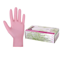Перчатки нитриловые смотровые SFM Supersoft PINK, Германия, 100 пар (200 штук), размер 6-7, S (малый), розовые