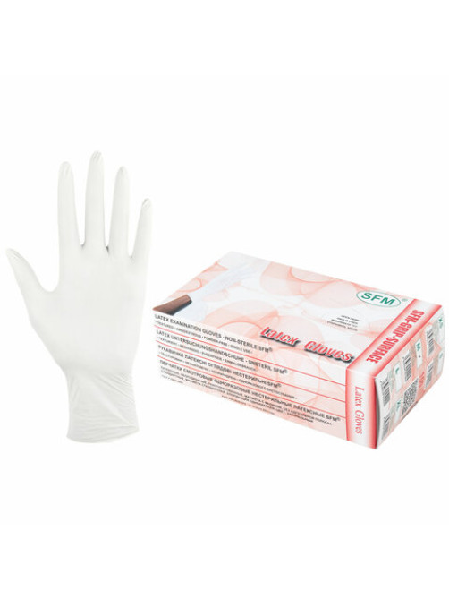 Перчатки латексные смотровые SFM Grip-Surface/ L 254 SC, Германия, 50 пар (100 штук), размер 7-8, М (средний)