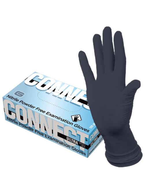 Перчатки нитриловые смотровые CONNECT ULTRA BLACK, 50 пар (100 шт.), размер S (малый), черные, CON-UB-INT-01
