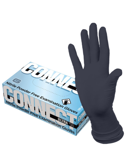 Перчатки нитриловые смотровые CONNECT ULTRA BLACK, 50 пар (100 шт.), размер L (большой), черные, CON-UB-INT-03
