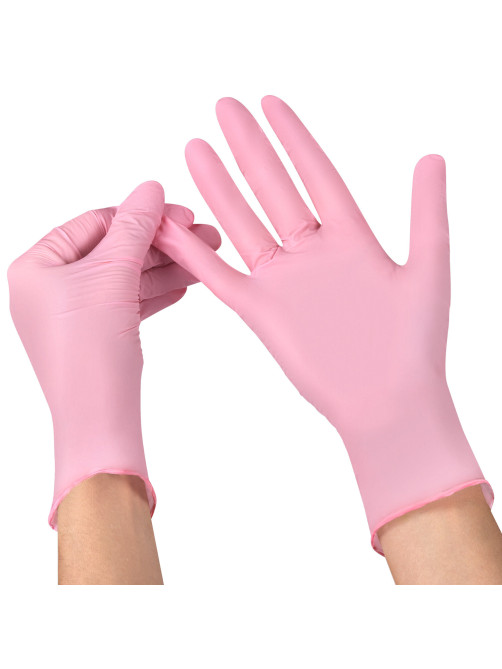 Перчатки нитриловые смотровые SFM Supersoft PINK, Германия, 100 пар (200 штук), размер 9-10, L (большой), розовые