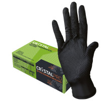 Перчатки нитриловые смотровые с текстурой CRYSTAL PRO, 25 пар (50 шт.), размер L (большой), черные, CR-BL-02