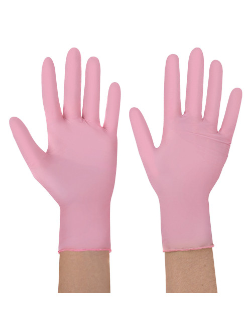 Перчатки нитриловые смотровые SFM Supersoft PINK, Германия, 100 пар (200 штук), размер 6-7, S (малый), розовые