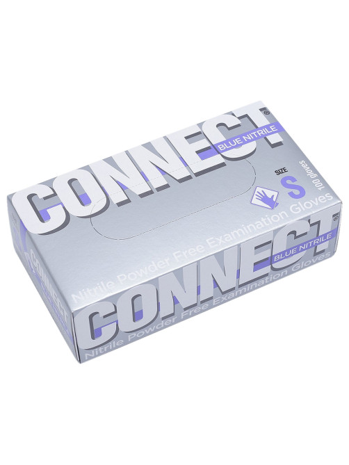 Перчатки смотровые нитриловые 50 пар (100 штук), CONNECT, голубые, размер 6-7, S (малый)