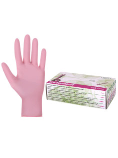 Перчатки нитриловые смотровые SFM Supersoft PINK, Германия, 100 пар (200 штук), размер 7-8, M (средний), розовые
