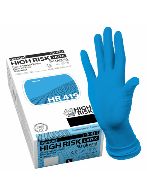 Перчатки латексные смотровые MANUAL HIGH RISK HR419 Австрия 25 пар (50 штук), размер 6-7, S (малый)