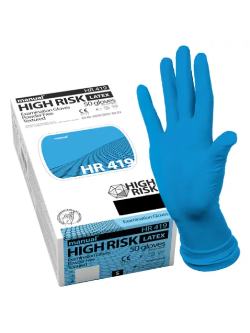 Перчатки латексные смотровые MANUAL HIGH RISK HR419 Австрия 25 пар (50 штук), размер 7-8, M (средний)