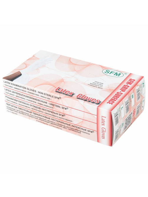 Перчатки латексные смотровые SFM Grip-Surface/ L 254 SC, Германия, 50 пар (100 штук), размер 6-7, S (малый)
