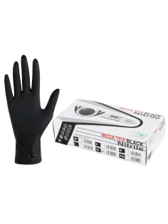 Перчатки нитриловые сверхпрочные с текстурой SFM MEGA TEX BLACK, Германия, 25 пар (50 штук), размер 9-10, XL (очень большой)