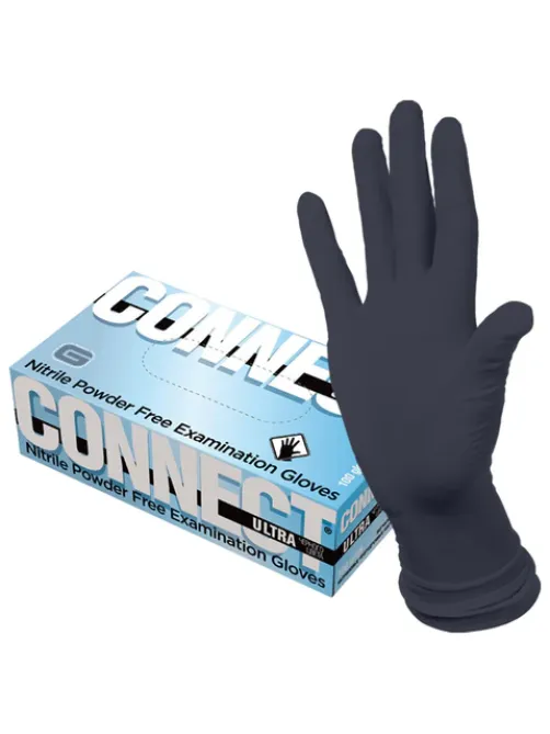 Перчатки нитриловые смотровые CONNECT ULTRA BLACK, 50 пар (100 шт.), размер L (большой), черные, CON-UB-INT-03