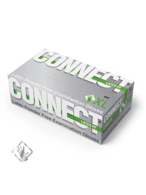 Перчатки смотровые латексные 45 пар (90 штук), CONNECT, размер 9-10, XL (очень большой)