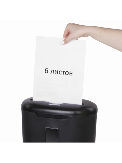 Уничтожитель (шредер) BRAUBERG S6, 3 уровень секретности, фрагменты 5х34 мм, 6 листов, корзина 16 литров, 530963