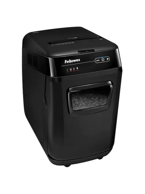 Уничтожитель (шредер) FELLOWES AUTOMAX 200C, 4 уровень секретности, фрагменты 4х38 мм, 200 листов, корзина 32 литра, FS-465, FS-46536