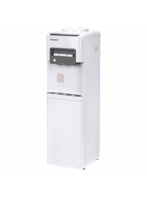 Кулер для воды SONNEN FSC-03AC, напольный, НАГРЕВ/ОХЛАЖДЕНИЕ КОМПРЕССОР, шкаф, 3 крана, белый, 455419