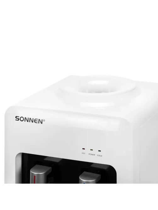 Кулер для воды SONNEN FSE-02A, напольный, НАГРЕВ/ОХЛАЖДЕНИЕ ЭЛЕКТРОННОЕ, 2 крана, белый, 455421
