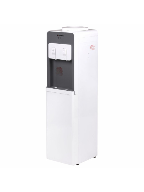 Кулер для воды SONNEN FSC-02BA, напольный, НАГРЕВ/ОХЛАЖДЕНИЕ КОМПРЕССОР, шкаф, 2 крана, серый, 455416