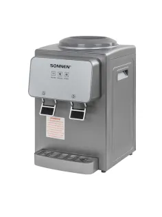Кулер для воды SONNEN TSE-02GP, настольный, НАГРЕВ/ОХЛАЖДЕНИЕ ЭЛЕКТРОННОЕ, 2 крана, серебристый, 455745