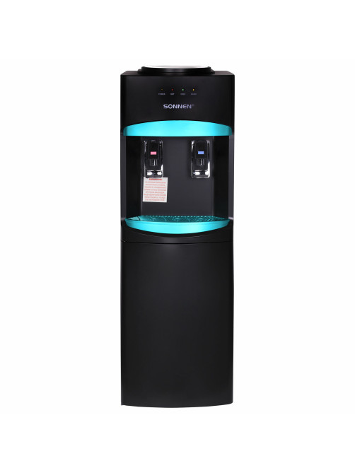 Кулер для воды SONNEN FSC-02W TURBO напольный, ТУРБОНАГРЕВ/ОХЛАЖДЕНИЕ КОМПРЕССОРНОЕ, шкаф, 2 крана, черный, 456171