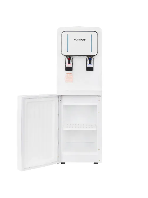 Кулер для воды SONNEN FSE-02Wc, напольный, НАГРЕВ/ОХЛАЖДЕНИЕ ЭЛЕКТРОННОЕ, шкаф, 2 крана, белый, 456167