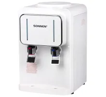 Кулер для воды SONNEN TSE-02W, настольный, НАГРЕВ/ОХЛАЖДЕНИЕ ЭЛЕКТРОННОЕ, 2 крана, белый, 456173