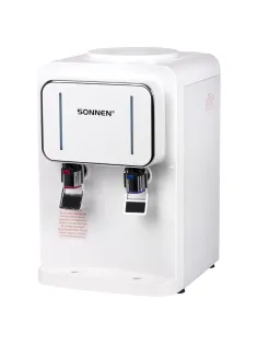 Кулер для воды SONNEN TSE-02W, настольный, НАГРЕВ/ОХЛАЖДЕНИЕ ЭЛЕКТРОННОЕ, 2 крана, белый, 456173