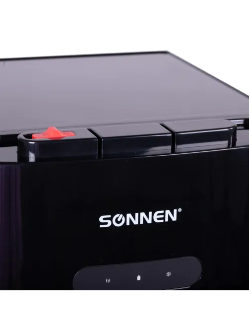 Кулер для воды SONNEN FSE-03B, напольный, нагрев/охлаждение, НИЖНЯЯ ЗАГРУЗКА, 3 крана, черный, 454998