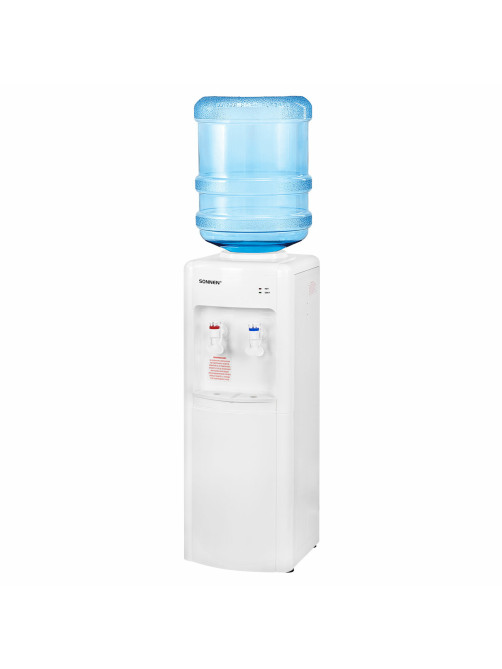 Кулер для воды SONNEN FSE-02W, напольный, НАГРЕВ/ОХЛАЖДЕНИЕ ЭЛЕКТРОННОЕ, 2 крана, белый, 456172