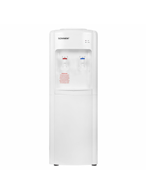 Кулер для воды SONNEN FSE-02W, напольный, НАГРЕВ/ОХЛАЖДЕНИЕ ЭЛЕКТРОННОЕ, 2 крана, белый, 456172
