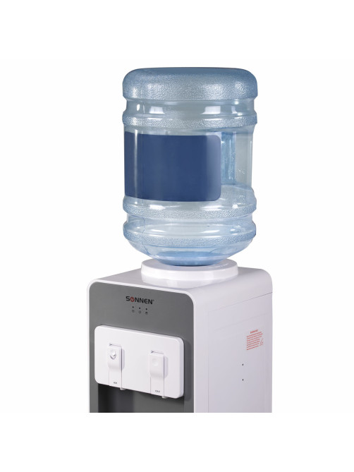 Кулер для воды SONNEN FSC-02BA, напольный, НАГРЕВ/ОХЛАЖДЕНИЕ КОМПРЕССОР, шкаф, 2 крана, серый, 455416