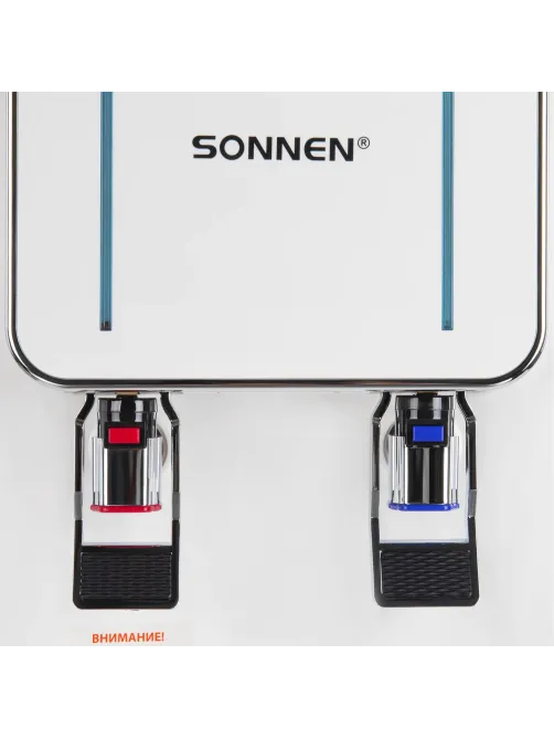 Кулер для воды SONNEN FSE-02Wc, напольный, НАГРЕВ/ОХЛАЖДЕНИЕ ЭЛЕКТРОННОЕ, шкаф, 2 крана, белый, 456167