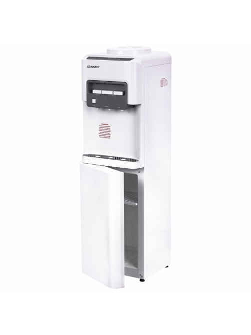 Кулер для воды SONNEN FSC-03AC, напольный, НАГРЕВ/ОХЛАЖДЕНИЕ КОМПРЕССОР, шкаф, 3 крана, белый, 455419