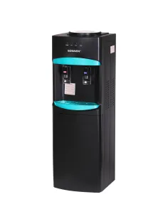 Кулер для воды SONNEN FSC-02W TURBO напольный, ТУРБОНАГРЕВ/ОХЛАЖДЕНИЕ КОМПРЕССОРНОЕ, шкаф, 2 крана, черный, 456171